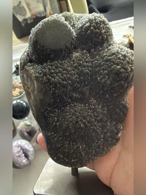 Black Sugary Druzy Amethyst Display with stalactite eye
